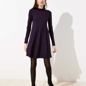 LOFT Ruffle Mock Neck Sweater Dress